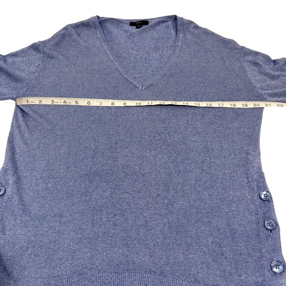J.Crew V-Neck Sweater With Side Buttons in Linen Blend Blue Size M - Picture 6 of 7